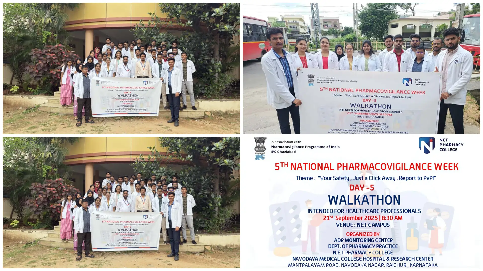 Day 5 Walkathon Report- 5th National Pharmacovigilance Week 2025 | N.E.T Pharmacy College, Raichur