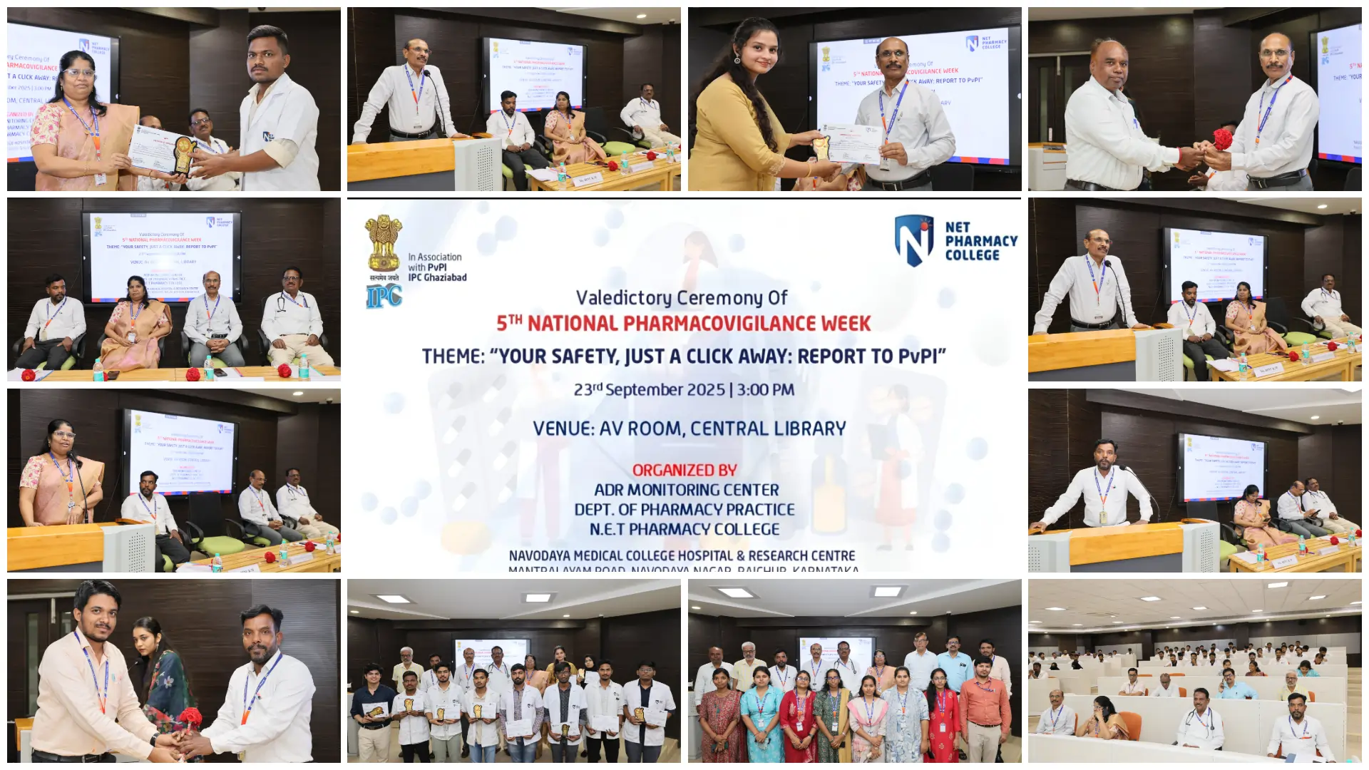 Valedictory Function – 5th National Pharmacovigilance Week | 23rd September 2025 | N.E.T Pharmacy College, Raichur