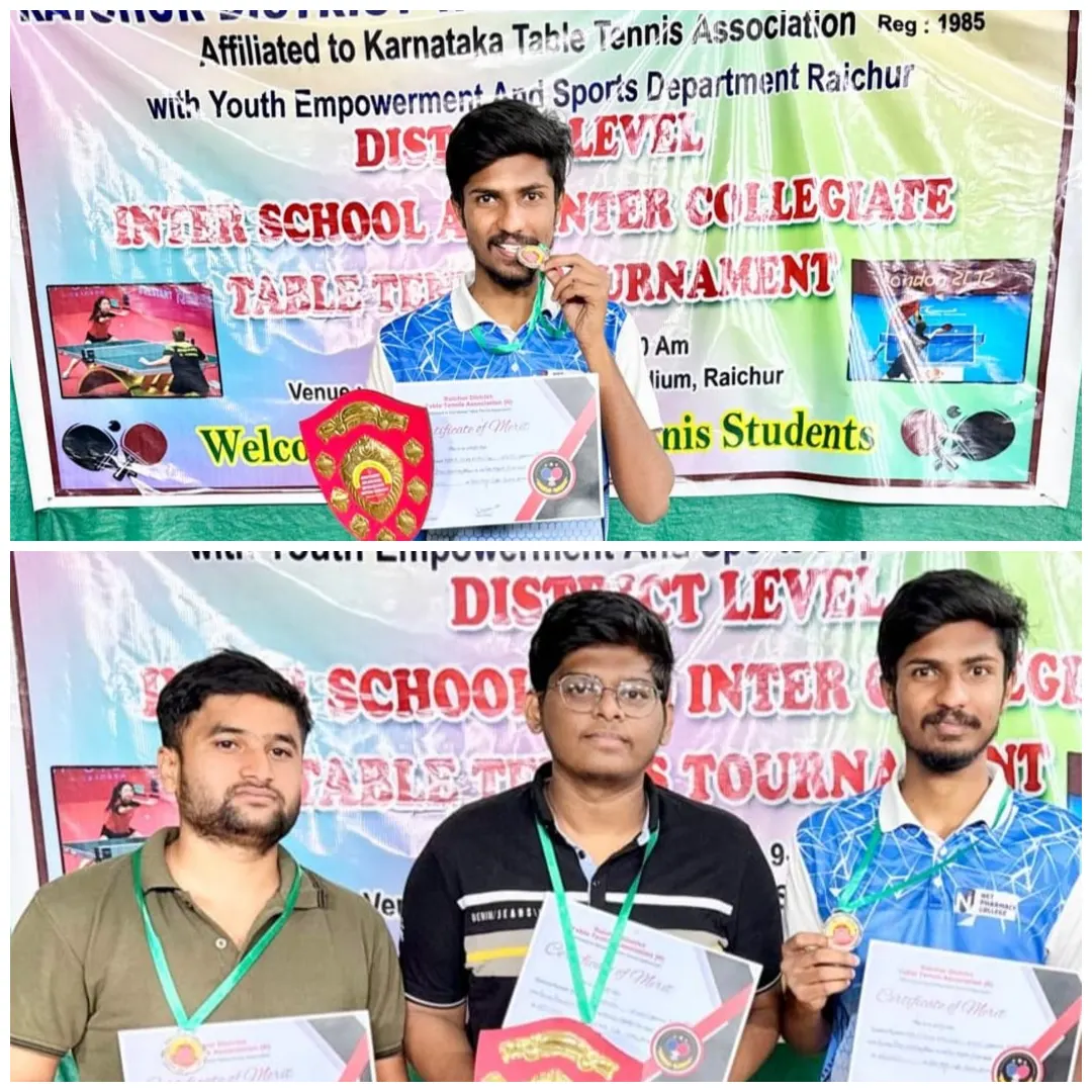 NET’s Pharmacy College, Raichur Shines in Table Tennis Achievements