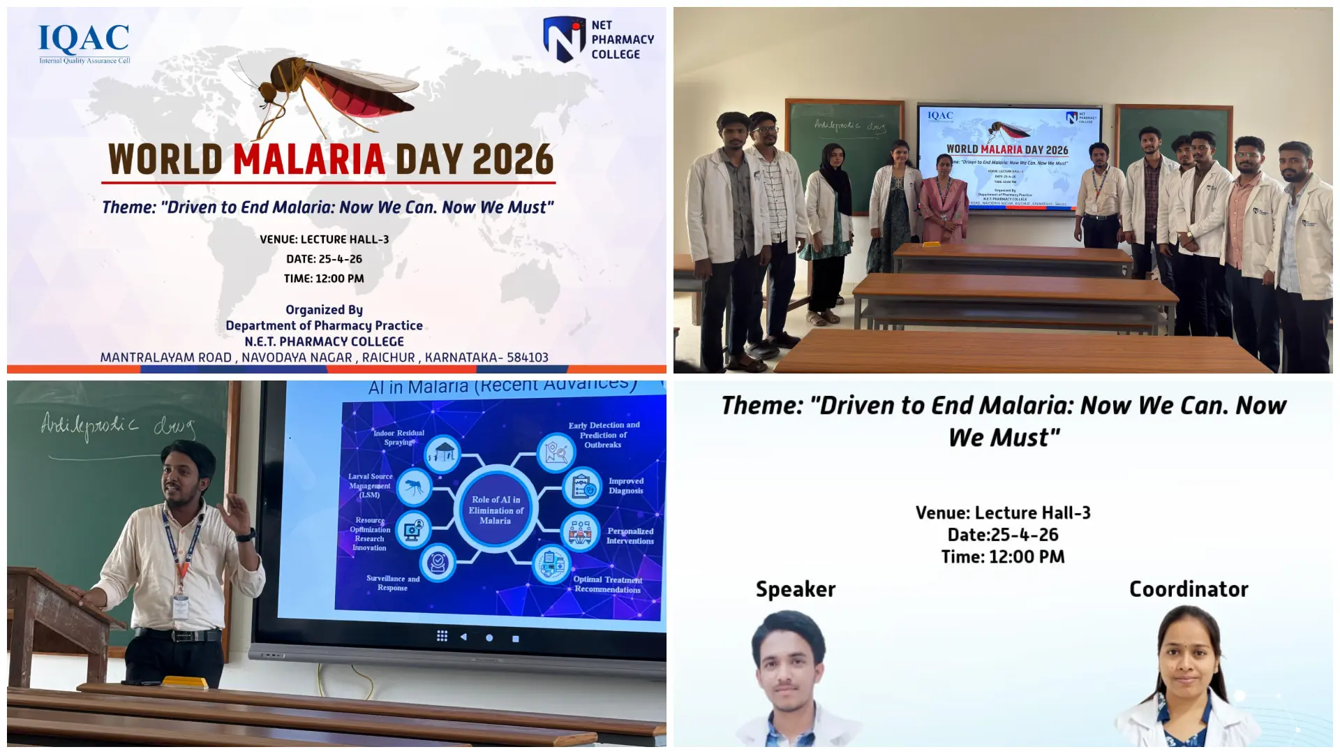 World Malaria Day 2026 Observed at N.E.T Pharmacy College