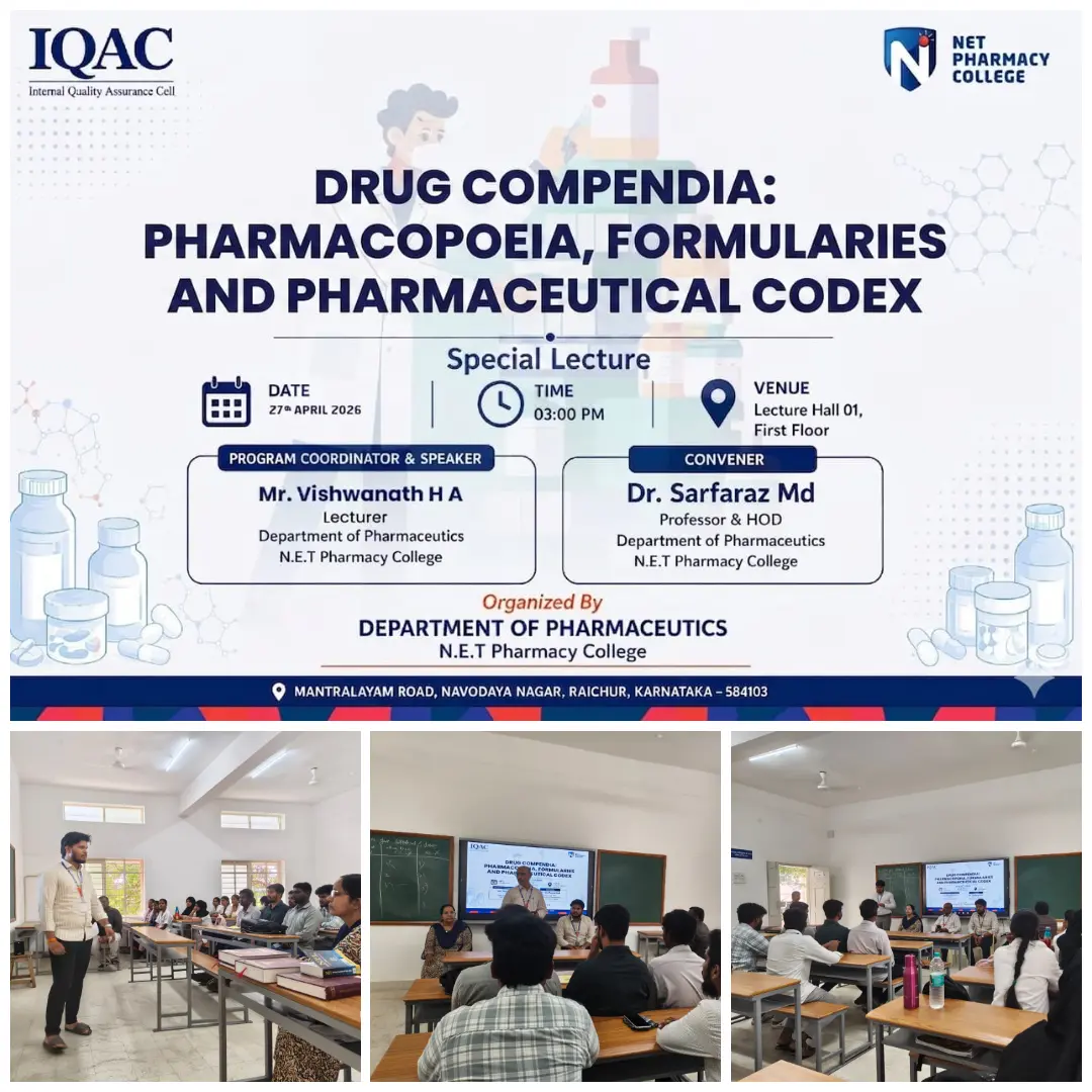 A special seminar on “Drug Compendia: Pharmacopoeia, Formularies and Pharmaceutical Codex”