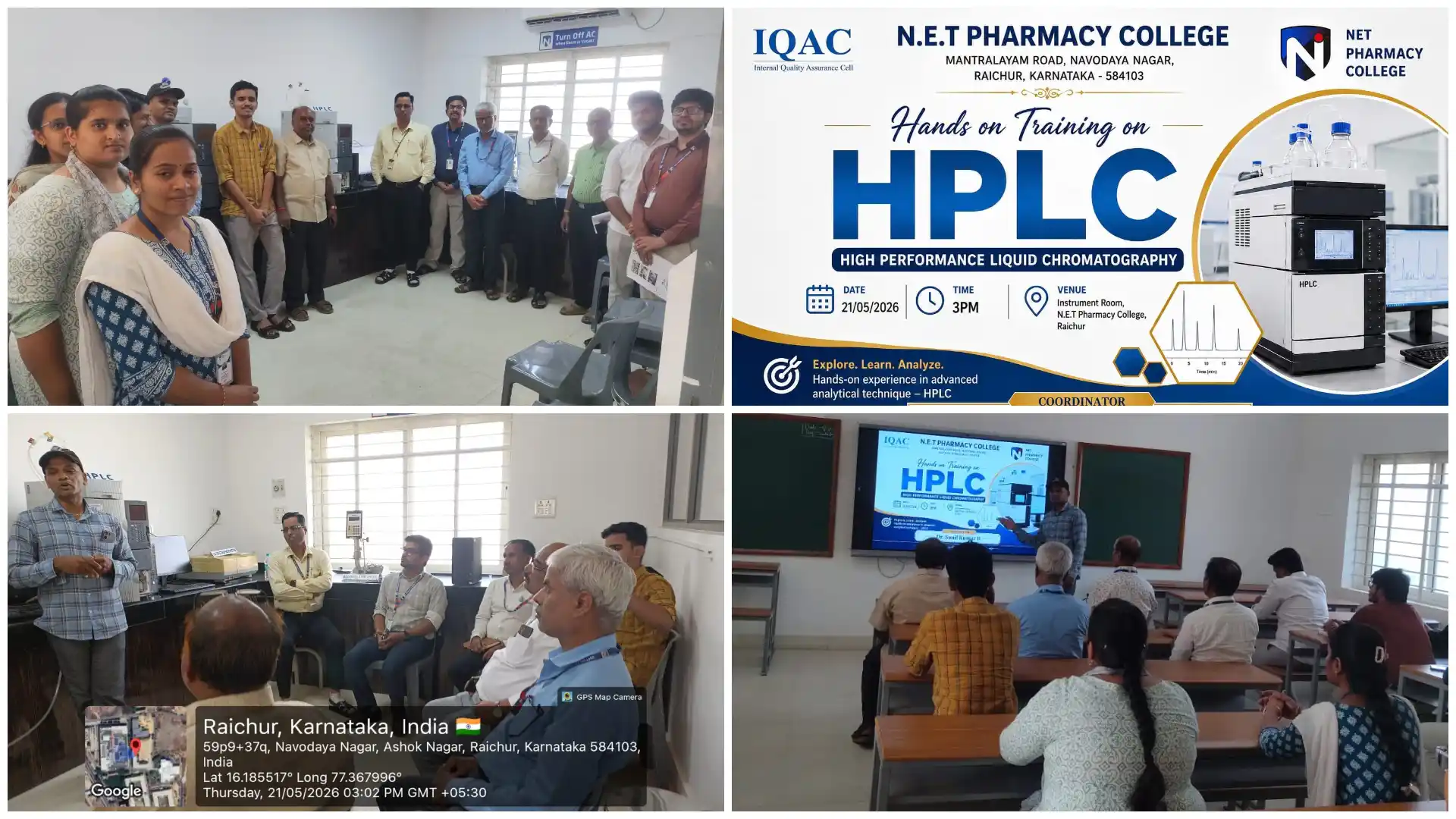 Faculty Development Programme on High Performance Liquid Chromatography (HPLC) at N.E.T. Pharmacy College