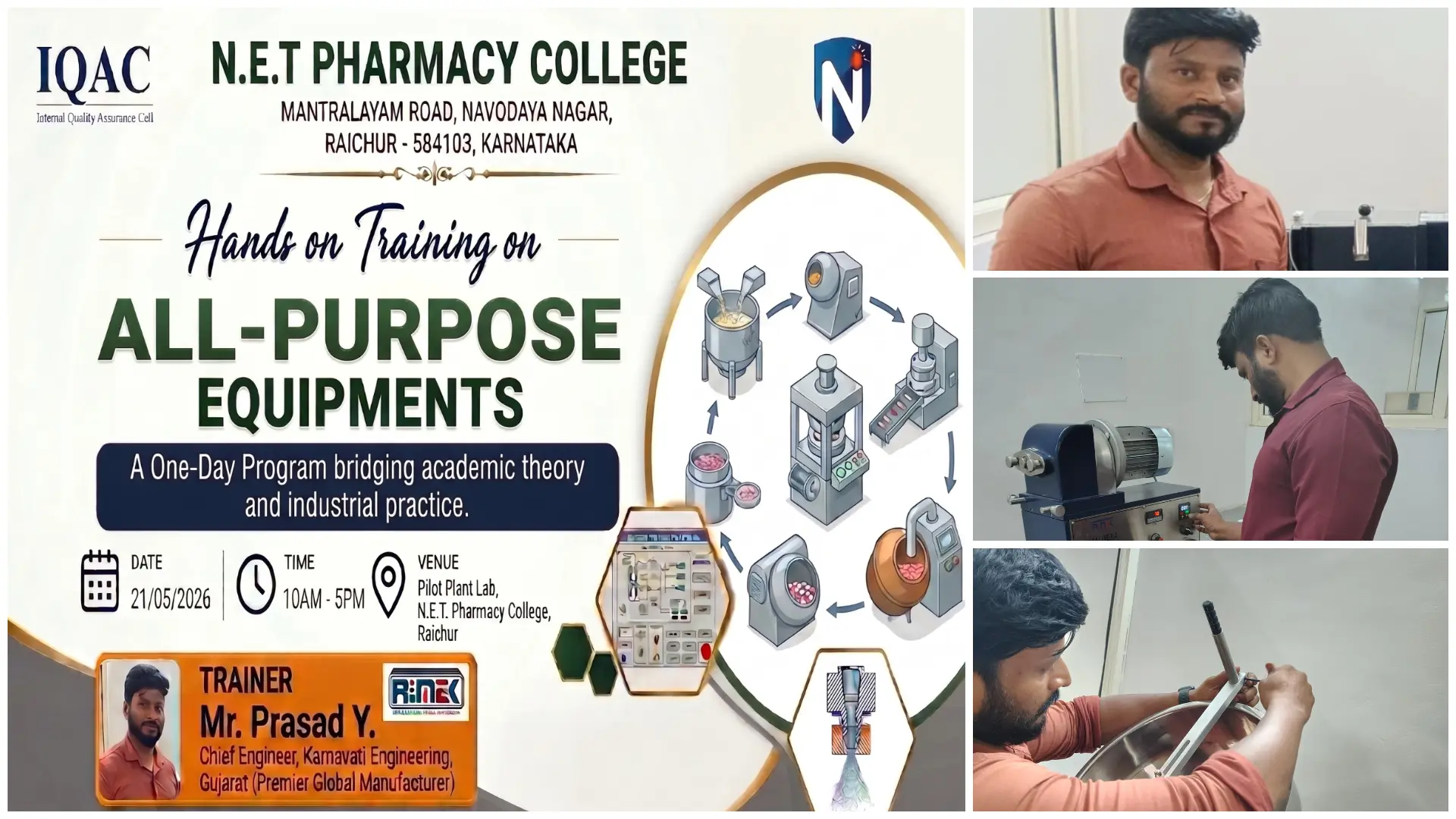 N.E.T. Pharmacy College Faculty Attend Hands-on Training on Pharmaceutical Instruments