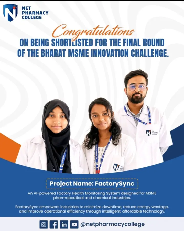 N.E.T. Pharmacy College Students Shortlisted for Bharat MSME Innovation Challenge Finals
