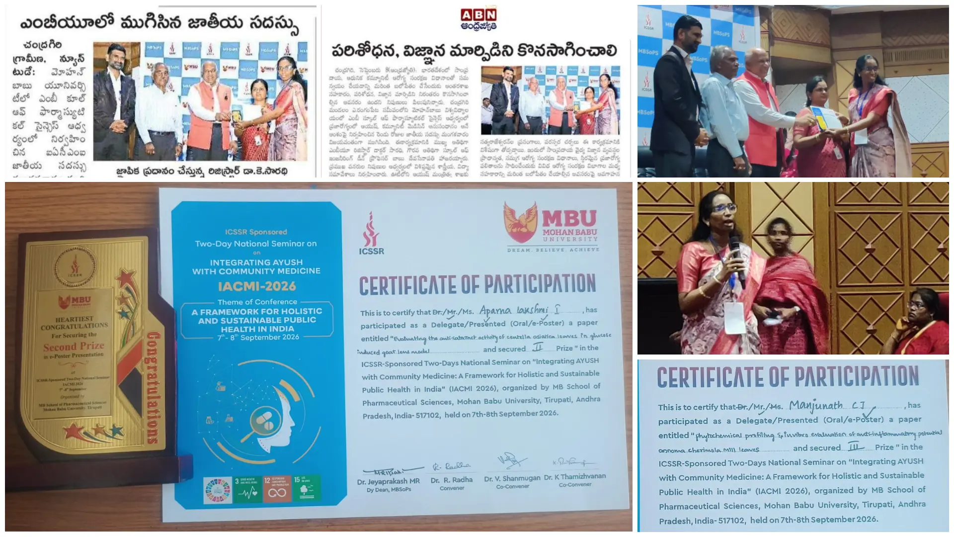 N.E.T. Pharmacy College Faculty Win Prizes at ICSSR-Sponsored National Seminar